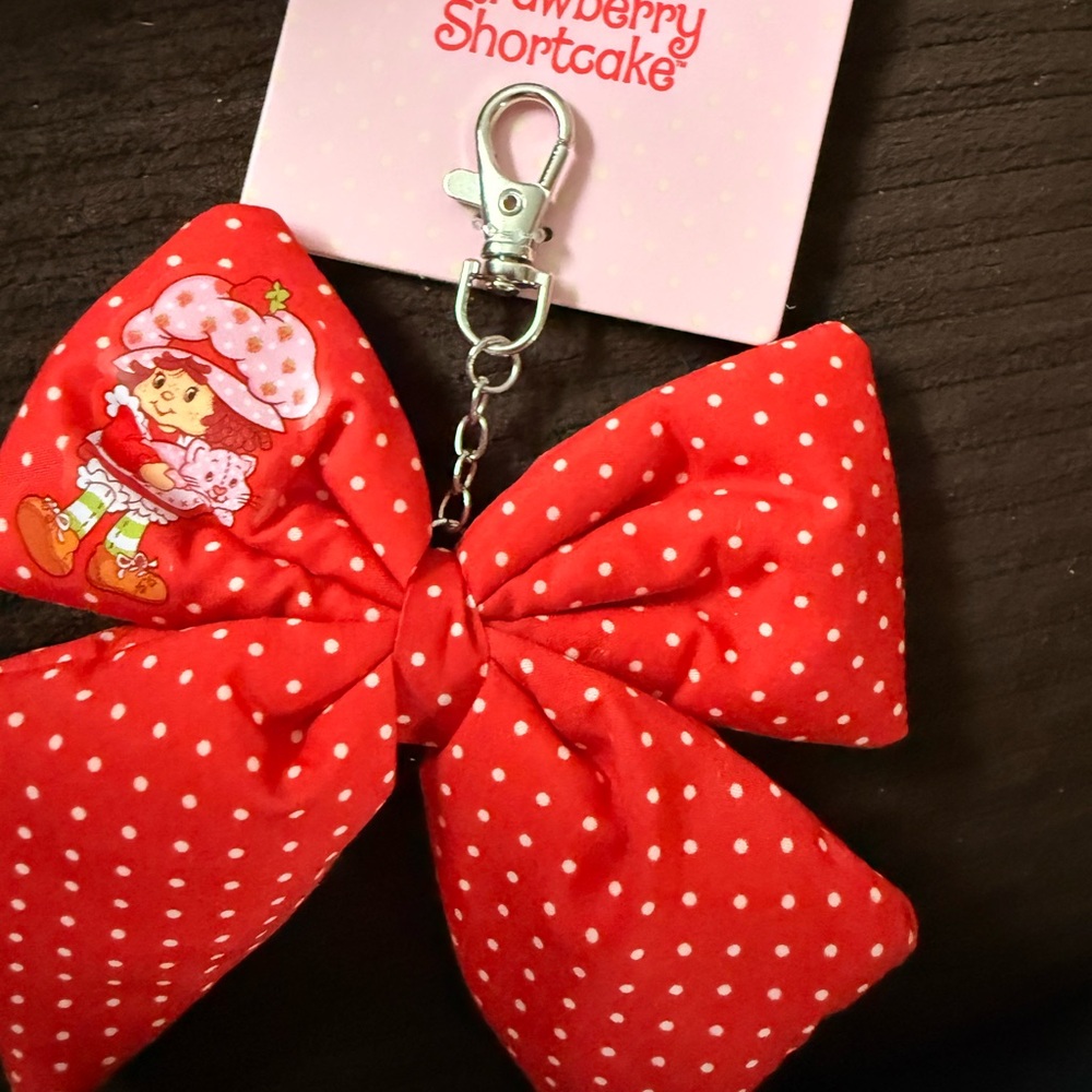 Strawberry Shortcake Red Polka Dot Bow Keychain